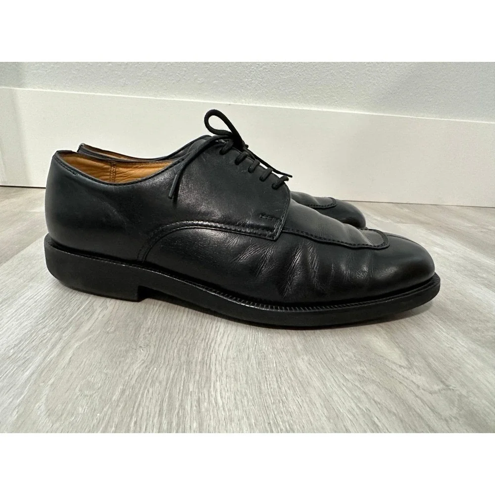 Burberry London Derby Shoes Men 24.5 Black Good Split Toe BU1430 Leather Italy 7